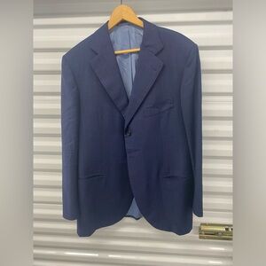 Cesare Attolini Plaid Navy Suit Men’s Suit Luxury 9k Retail